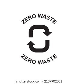 Zero waste label icon in black flat glyph, filled style isolated on white background