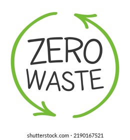 Icono plano de las etiquetas de basura cero. Ilustración vectorial del activismo ecológico. Flechas y hojas de reciclaje verde. Concepto de protección del planeta y del medio ambiente