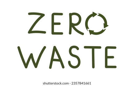 Zero waste labels. Green eco friendly label, reduce waste and recycle icon. No plastic ecological protection logo with green recycling arrows signs