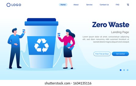 Zero waste landing page website illustration vector flat vector template 