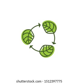 Zero waste, leaf recycle. Vector icon template
