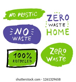 Zero waste lettering phrases vector