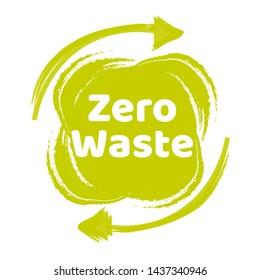 Zero waste lettering text sign or logo. Waste management concept. Reduce, reuse, recycle and refuse. Eco lifestyle. Vector EPS10 design template illustration. Isolated on white
