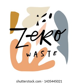 Zero waste life concept, hand drawn elements. Eco lifestyle, go green, no plastic. Isolated illustration on white background, stylish print for poster, banner or bag. Scandinavian style. Vector EPS.