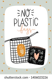 Zero waste life set. Glass jar and lunch box, eco bag, natural cosmetic, menstrual cup, thermo mug. Vector. Trendy hand drawn illustration in scandinavian style. 