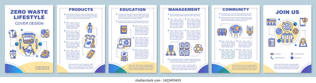 Zero waste lifestyle brochure template layout. Flyer, booklet, leaflet print design with linear illustrations. Waste management Vector page layouts for magazines, annual reports, advertising posters