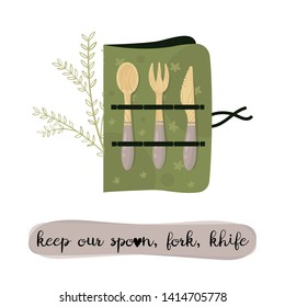 Zero waste lifestyle elements. Vector cute illustration. Reusable and recyclable eco items. Plastic free. Go green. 