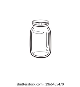 Zero waste lifestyle vector hand drawn Glass jar, bottle. Collection of ecogical and natural elements. No plasticconcept. Isolated objects