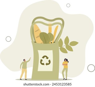 Zero waste lifestyle.buying and using eco friendly, no plastic, reusable and recycle items.flat vector illustration.