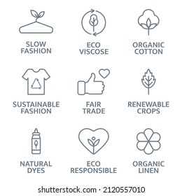 Zero waste line icons set. Recycle, reuse, reduce logo. Eco, bio pictogram. Ecology concept. Save the planet. Sort waste emblem. Sustainable package. Grow greens badge. Vector illustration.