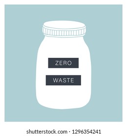 Zero waste living. Glass jar. Vector illustration