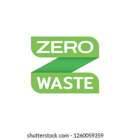 Zero Waste logo design template. Vector alphabet letter Z label. Green eco icon label background. No Plastic and Go Green concept. Illustration of  Refuse Reduce Reuse Recycle Rot