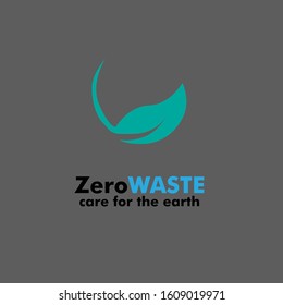 zero waste logo icon for earth day symbol with bin and leaf illustration