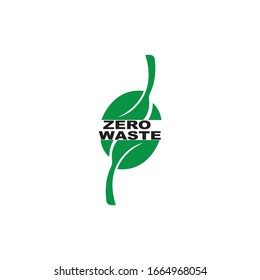 Null-Abfall-Logo-Symbol für Erdtagssymbol mit Abfalltonne und Blatt-Illustration
