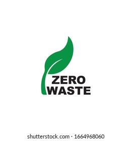 zero waste logo icon for earth day symbol with bin and leaf illustration
