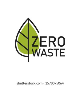 Zero waste logo label, environment protection. Reduce, reuse, recycle. No plastic and go green slogan. Vector illustration.