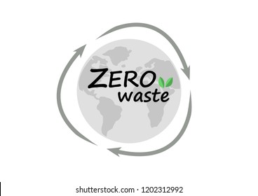 Zero Waste Logo. Sign Of Reduce, Reuse And Recycle. Vector Object Isolated On White Background.