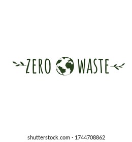 Plantilla del logotipo de basura cero. Planeta, plantas con letras. Vector.