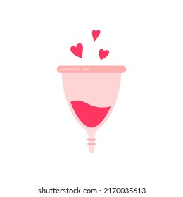 Cero basura en la taza menstrual. Protección ecológica para las mujeres en días críticos. Producto higiénico femenino. Ilustración vectorial.