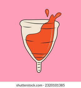 Cero basura en la taza menstrual. Protección ecológica para las mujeres en días críticos. Vector