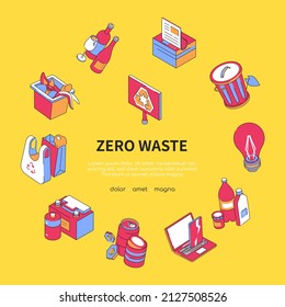 Basura cero - Banner isométrico moderno con espacio de copia para texto