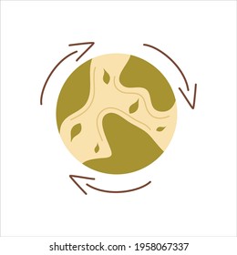 Zero waste, objects are isolated white background. Recycling garbage, natural products, no plastic. Vector flat design. Zero waste with a green planet. Health care and planet conservation
