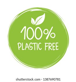 Zero waste, plastic free, vegan, natural, organic products sticker. Eco friendly concept design element.Vector illustration