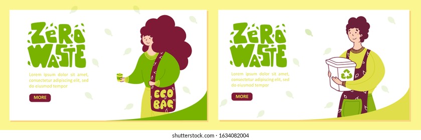 Zero waste policy landing pages vector templates