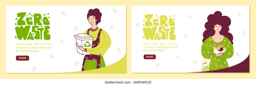 Zero waste policy landing pages vector templates