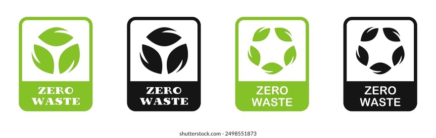 Cero producto de desecho. Icono de Vector cero residuos. Reducir, reutilizar, reciclar símbolos. Símbolos de ecología