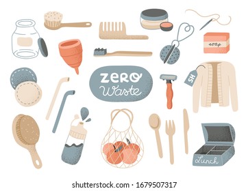 Zero waste products, reducing waste through reuse, recycling, repairing, using natural fiber materials and biodegradable objects with longer product lives, sustainable living, environmental awareness