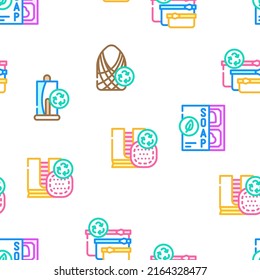 Zero Waste Products Vector Seamless Pattern Color Line Illustration