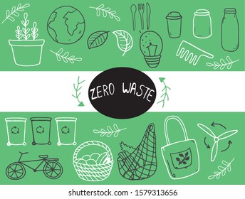 Zero waste recycle ecology protection vector illustration. Zero waste, go green, eco style.