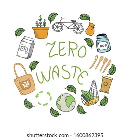 Zero waste recycle ecology protection vector illustration. Zero waste, go green, eco style.