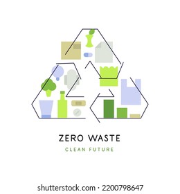 Zero waste. Recycling. Packaging types. Modern simple flat illustration. Vector file.