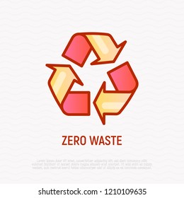 Zero waste, recycling sign. Thin line icon. Modern vector illustration.