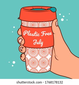 Zero waste reusable eco friendly mug or cup for coffee and tea for plastic free july