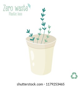 Zero waste reusable trash bin isolated on white background. Trash less concept