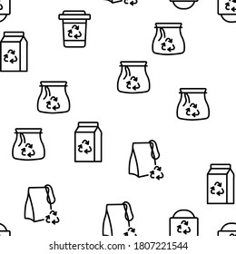 Zero Waste Reusable Vector Seamless Pattern Thin Line Illustration