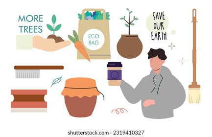 Cero basura. Concepto de estilo ecológico. no hay plástico. verde 