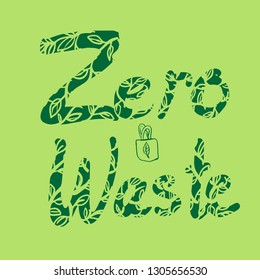 Zero waste set of elements in hand-drawn line style.EPS 10