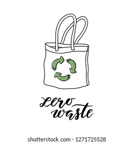 Zero waste shopping bag isolated on a white background. Template for banners, cards, posters, prints and other design projects.