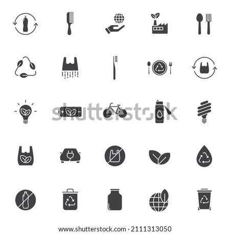 zero waste silhouette vector icons isolated on white background. zero waste icon set for web, mobile apps, ui design and print polygraphy and promo advertising business