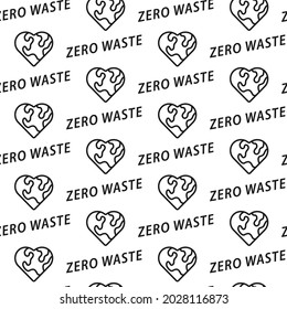 zero waste simple repeat seamless black and white outline text pattern on white background