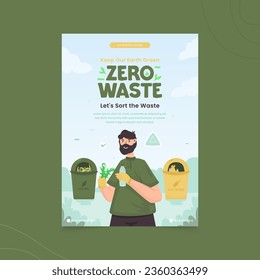 Zero waste sort the trash vector illustration on poster design