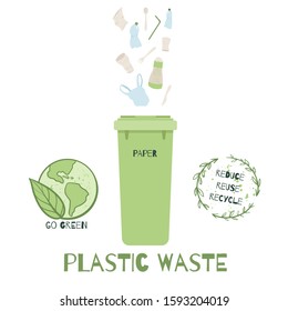 Zero waste. Sorting waste. Waste management concept isolated illustration on white background. Eco green illustration. Ecology concept.
