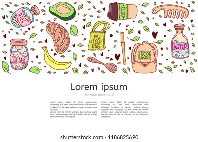 Zero waste. With space for text. Vector illustration.
