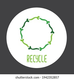 Zero waste sticker. Hand drawn illustration. Recycle