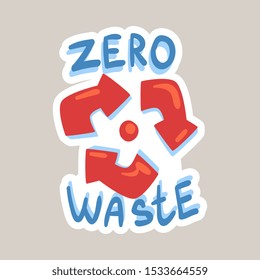 Zero waste tagline sticker cartoon vector illustration