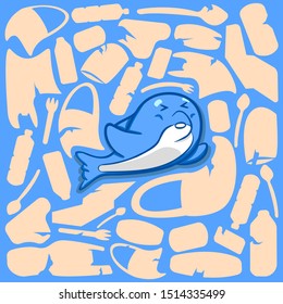 Zero Waste Theme with Dolphin Vector Art. EPS 10 File.